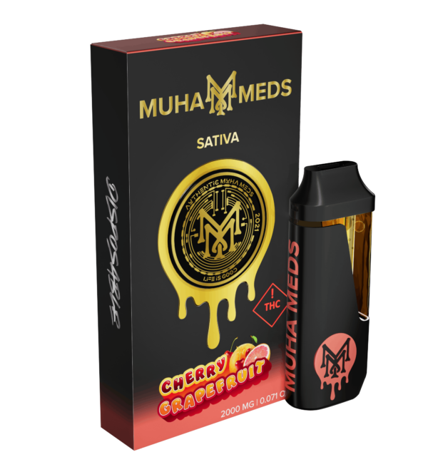 Muha Meds Cherry Grapefruit 2000MG: Premium THC Vape Cartridge for Max Flavor & Potency - Image 2